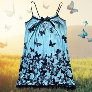 Vintage 90’s Apt.9 Blue and Black Butterfly Nightgown